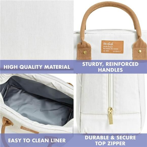 Insulated Lunch Bag for Women Large Leakproof Work Tote with Containers Ivory Wo - Picture 5 of 7